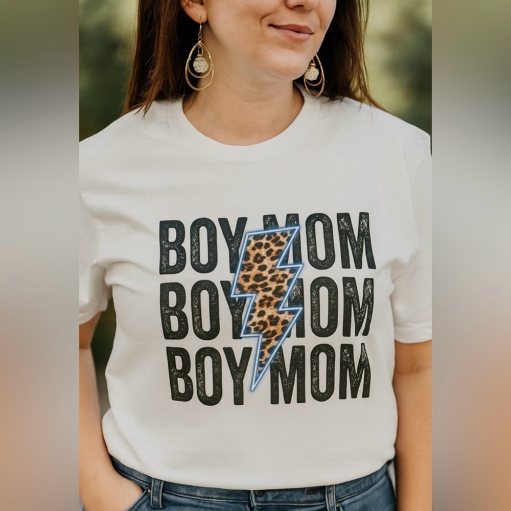 Boy Mom Graphic T-Shirt - White